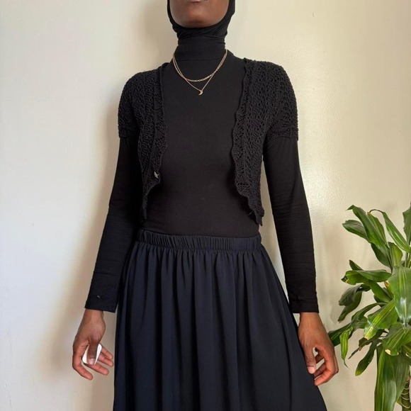 Vintage Pinque Black Knit Micro-Cardigan size S - Picture 4 of 7